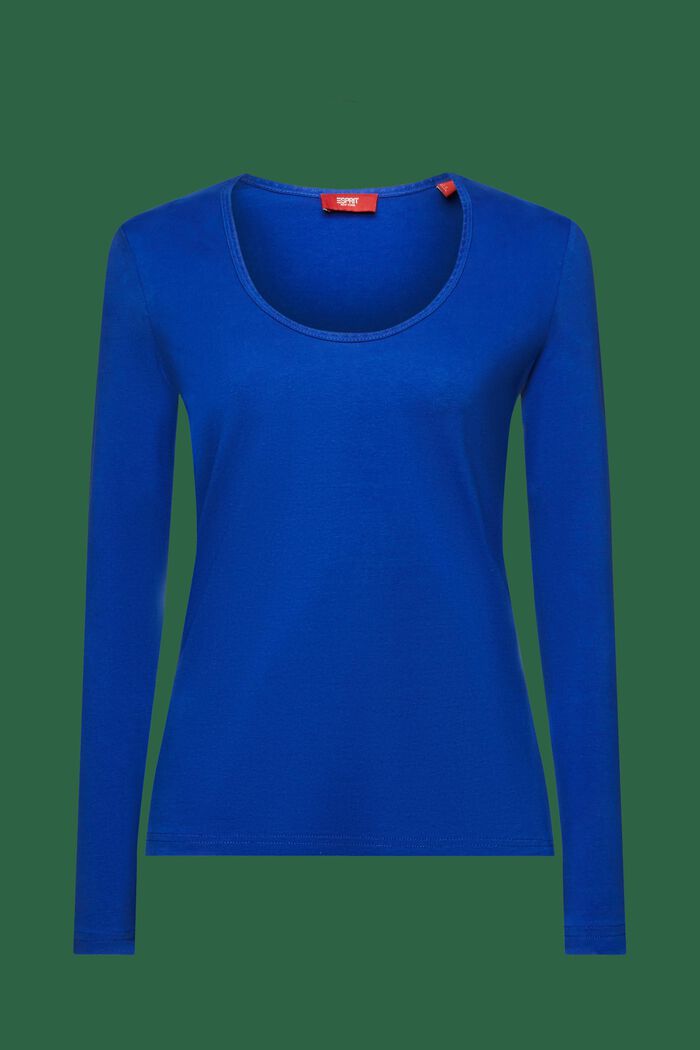 Cotton Longsleeve Top, BRIGHT BLUE, detail image number 5