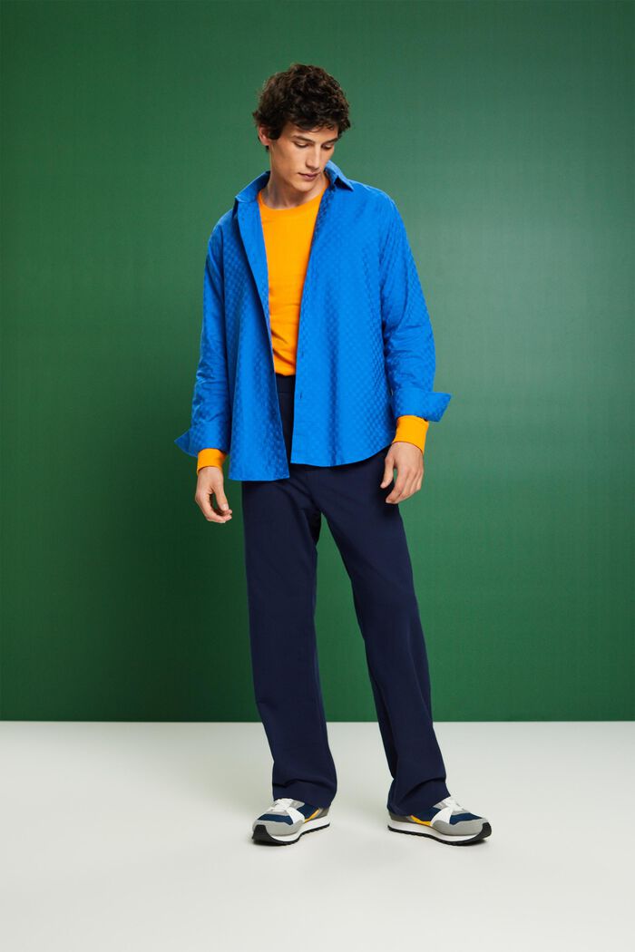 Cotton Jacquard Shirt, BRIGHT BLUE, detail image number 6