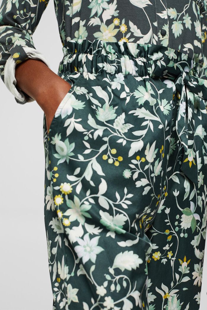 With silk: pyjama bottoms with a paperbag waistband, DARK TEAL GREEN, detail image number 5