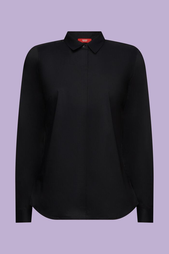 Poplin Shirt Blouse, BLACK, detail image number 5