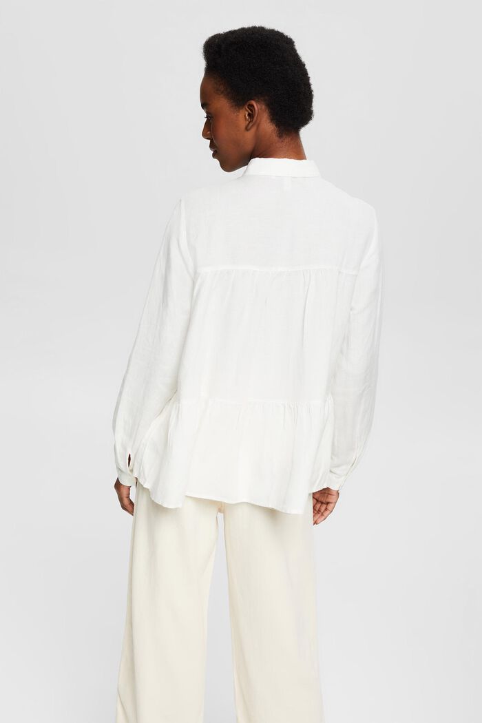 Cotton blend flounce blouse, OFF WHITE, detail image number 3