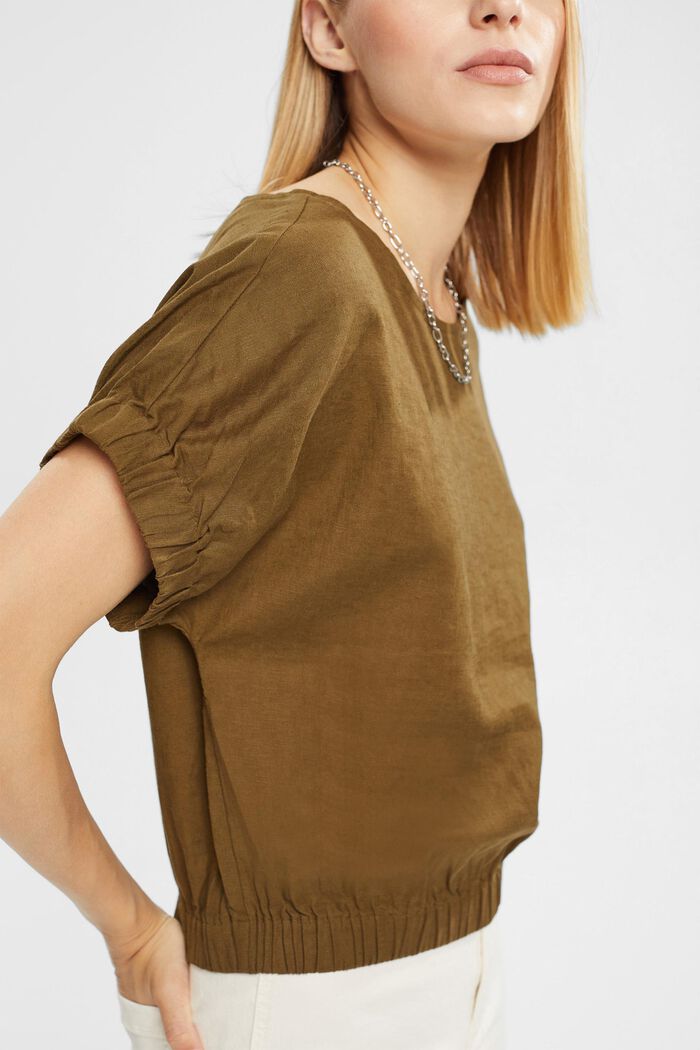 Made of blended linen: blouse, BROWN, detail image number 3