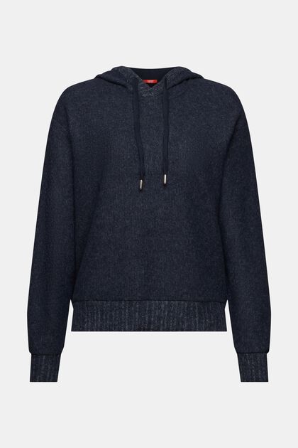 Brushed Ribbed Knit Hoodie