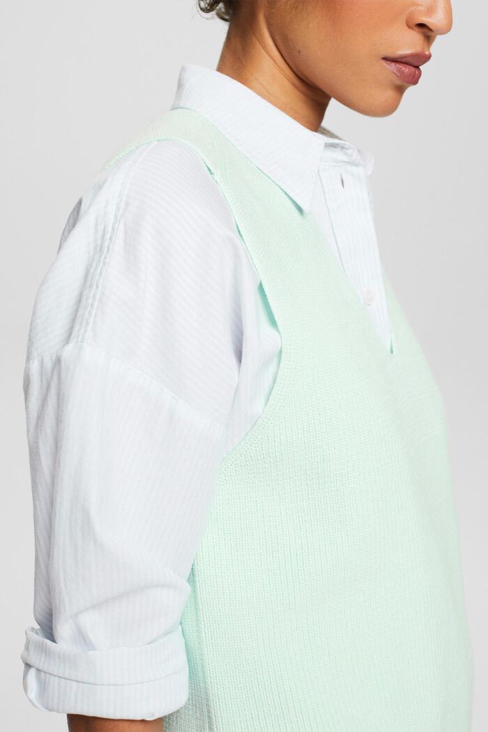 Rib-Knit V-Neck Sweater Vest, LIGHT AQUA GREEN, detail image number 2
