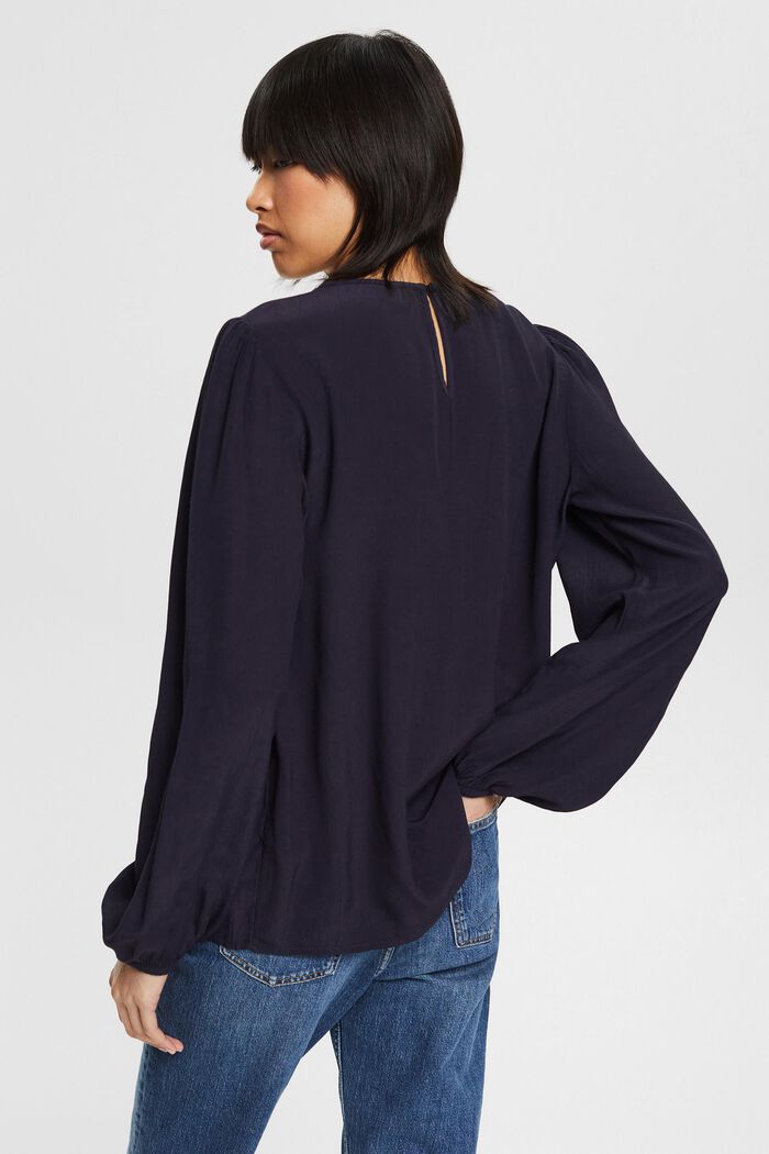 Balloon sleeve blouse, NAVY, detail image number 3