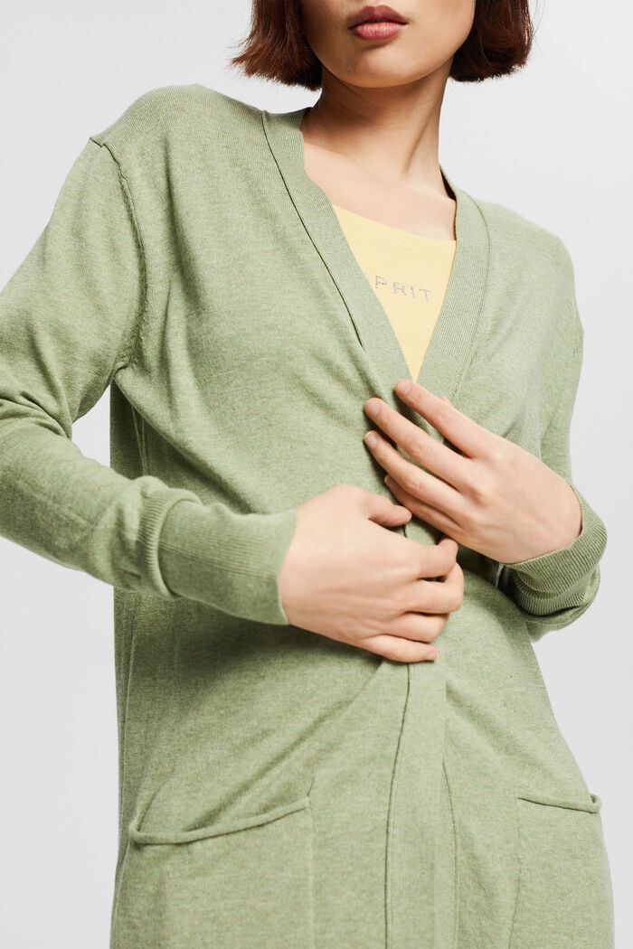 Open-fronted knitted cardigan, LIGHT KHAKI, detail image number 1