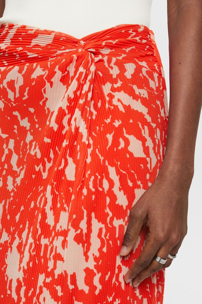 Printed Mesh Midi Skirt, BRIGHT ORANGE, detail image number 4