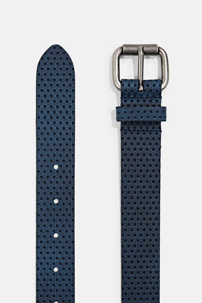 Perforated leather belt, NAVY, detail image number 1