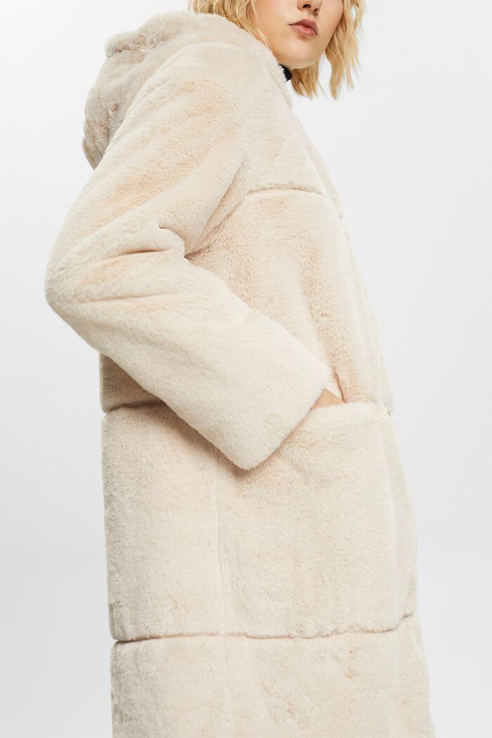 Hooded Faux Fur Coat, ICE, detail image number 2