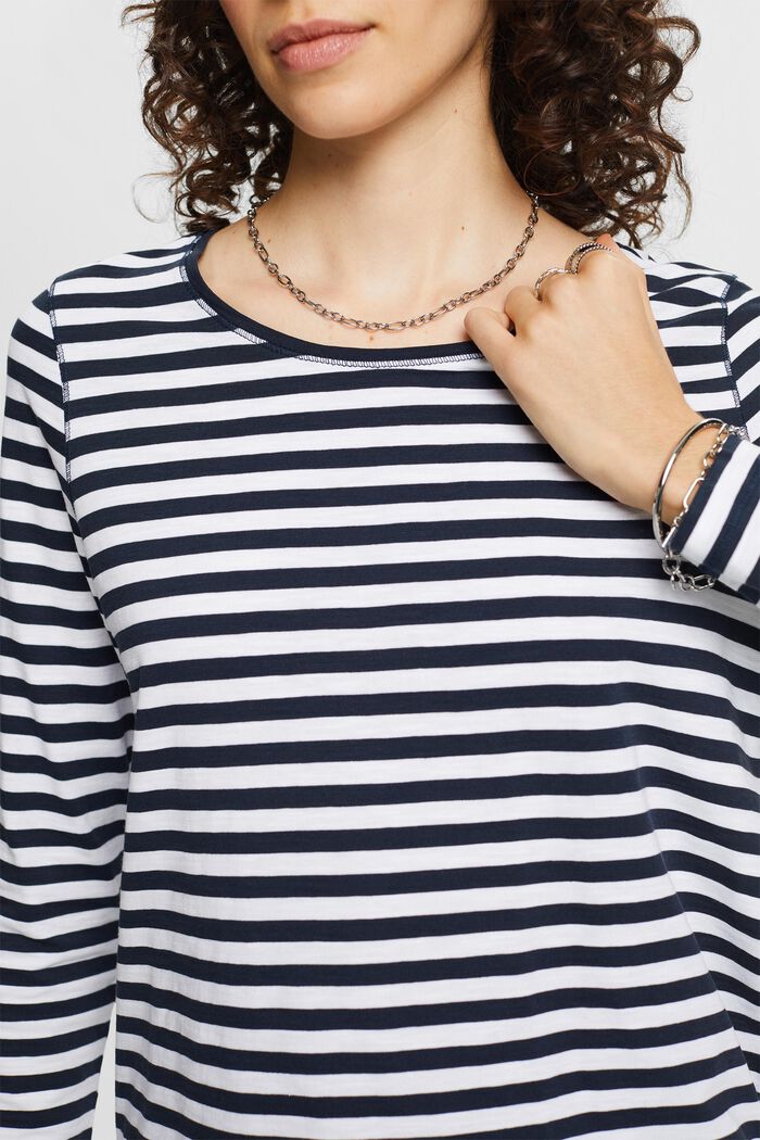 Striped Long Sleeve Top, NAVY, detail image number 4