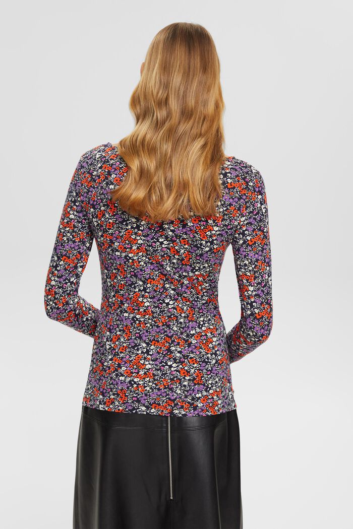 Long-sleeved top with all-over pattern, NAVY, detail image number 3
