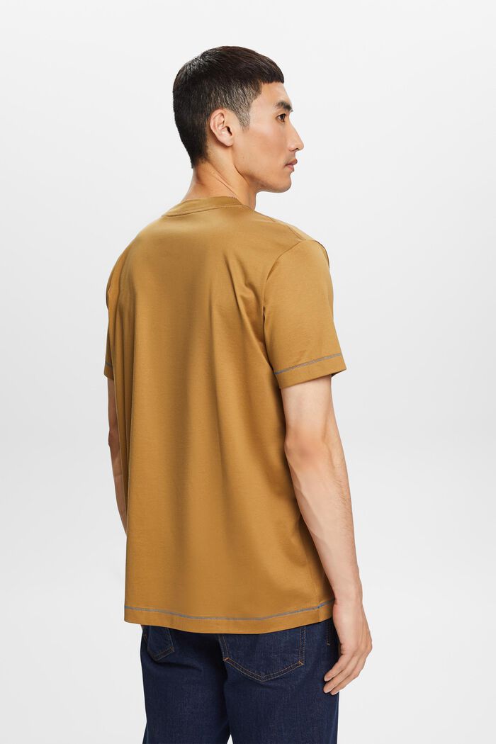 Jersey crewneck t-shirt, 100% cotton, TOFFEE, detail image number 3
