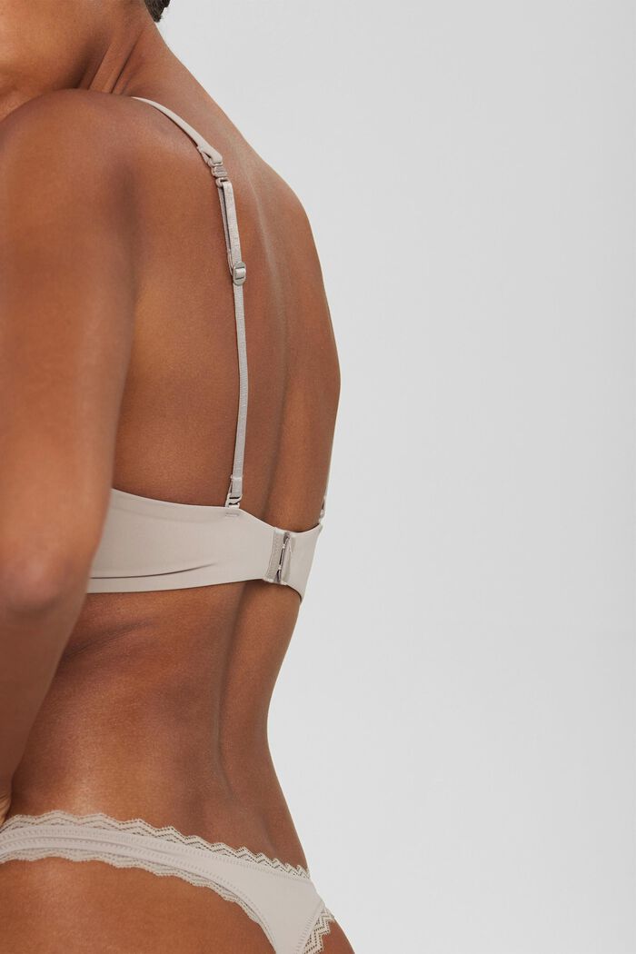 Recycled: unpadded, non-wired soft bra, LIGHT TAUPE, detail image number 3