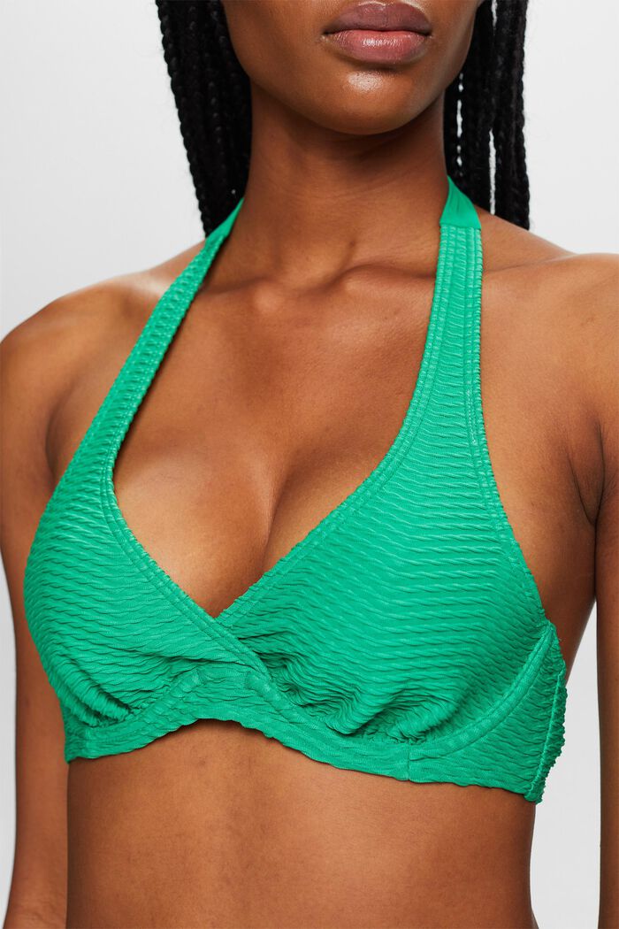 Recycled: textured underwired bikini top, GREEN, detail image number 1