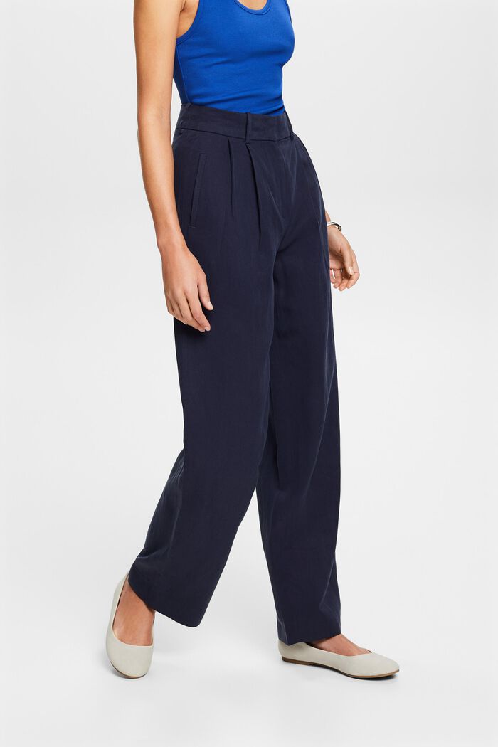 Twill Wide Leg Pants, NAVY, detail image number 0
