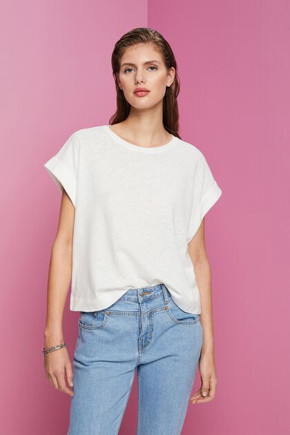 Cotton and linen blended t-shirt