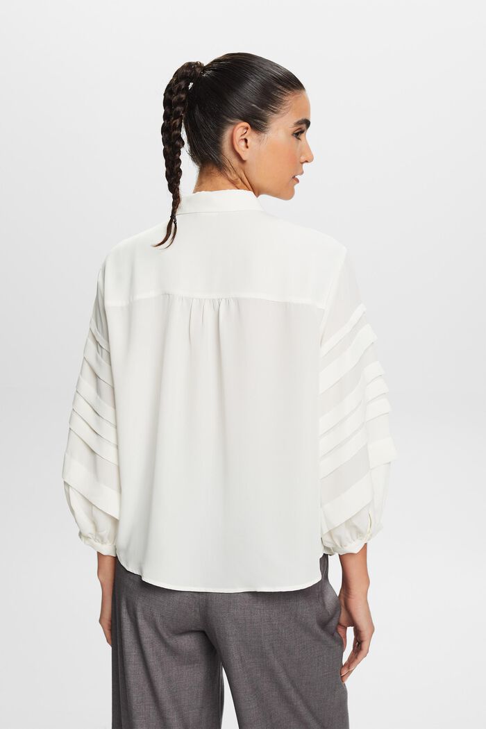 Pleated Shirt Blouse, OFF WHITE, detail image number 4