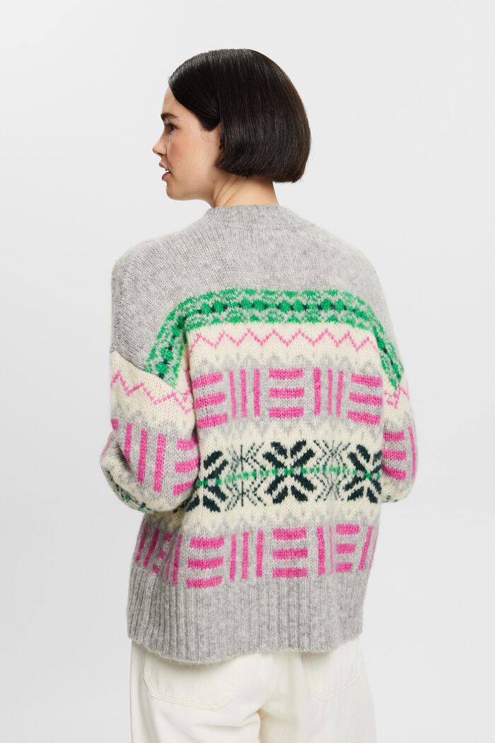 Jacquard Crewneck Sweater, LIGHT GREY, detail image number 3