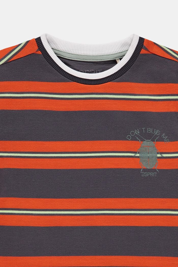 Striped T-shirt with a beetle print, DARK GREY, detail image number 2