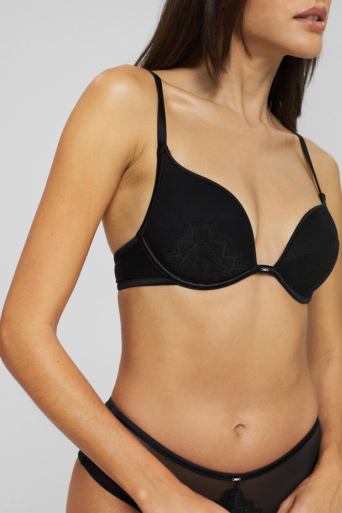 Recycled: push-up bra with lace, BLACK, detail image number 2