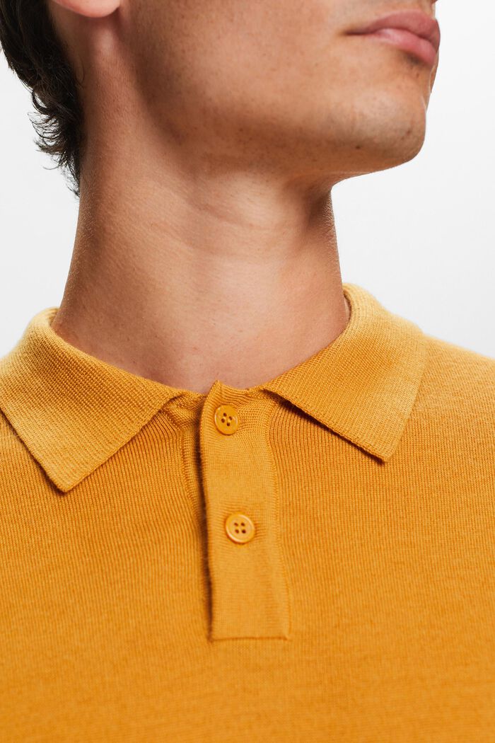 Wool Polo Sweater, HONEY YELLOW, detail image number 1