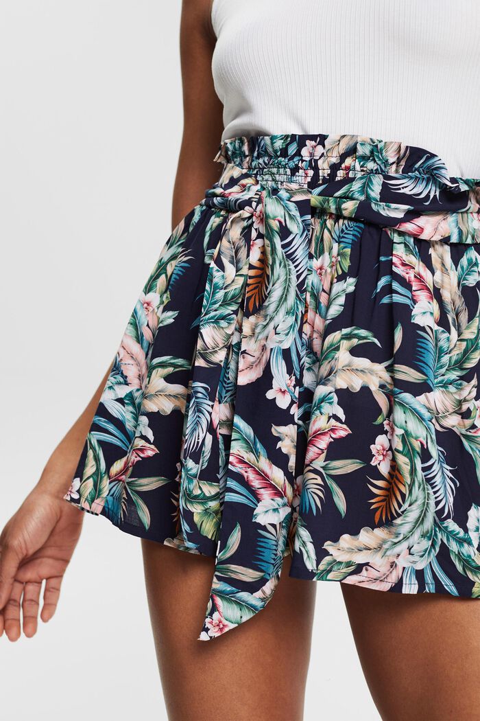 Tropical print shorts, LENZING™ ECOVERO™, NAVY, detail image number 1