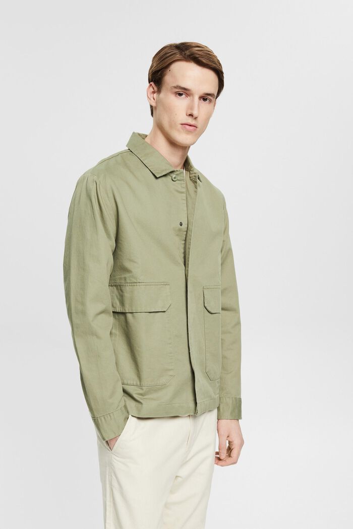 Shirt jacket made of blended organic cotton, LIGHT KHAKI, detail image number 0