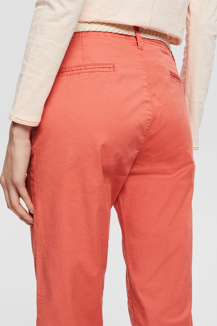 Chinos with braided belt, CORAL, detail image number 0