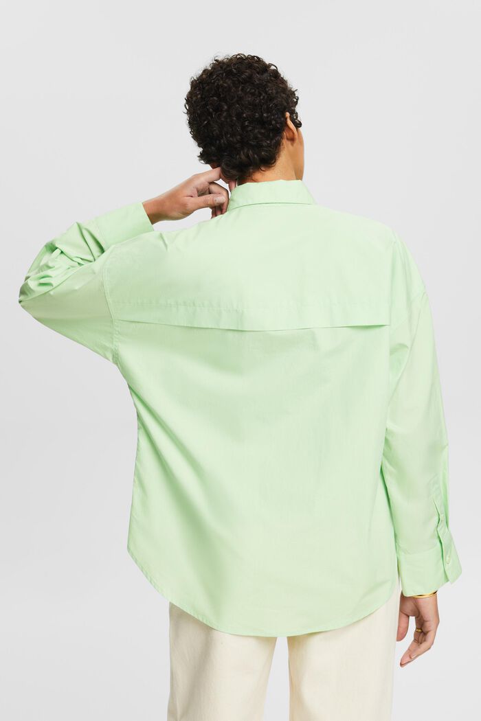 Cotton-Poplin Button-Up Shirt, LIGHT GREEN, detail image number 3