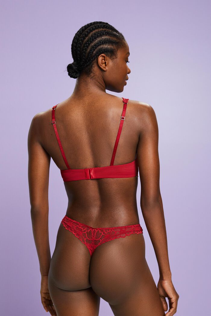 Wireless Push-Up Lace Bra, RED, detail image number 2