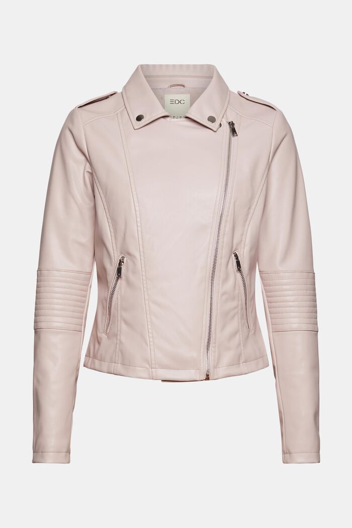 Faux leather biker jacket, DUSTY NUDE, detail image number 5