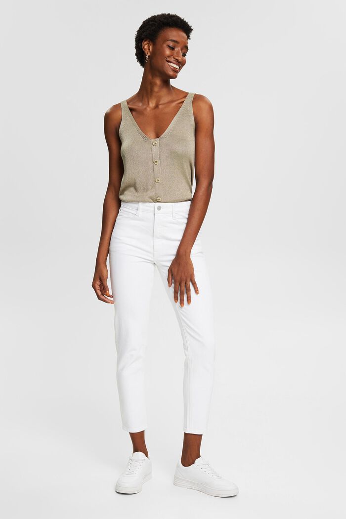 Cotton mom jeans, WHITE, overview