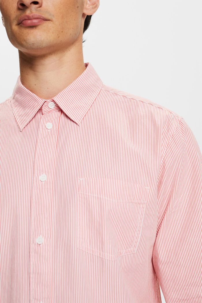 Striped Cotton Poplin Shirt, CORAL RED, detail image number 2