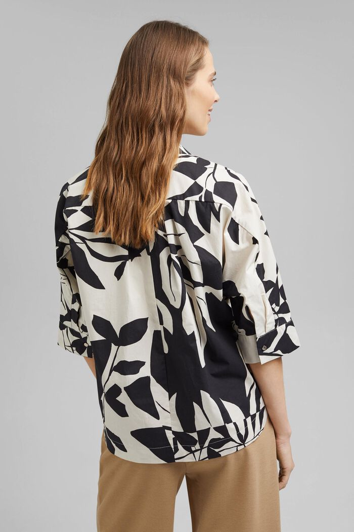 Cotton poplin blouse with botanical print, BLACK, detail image number 3