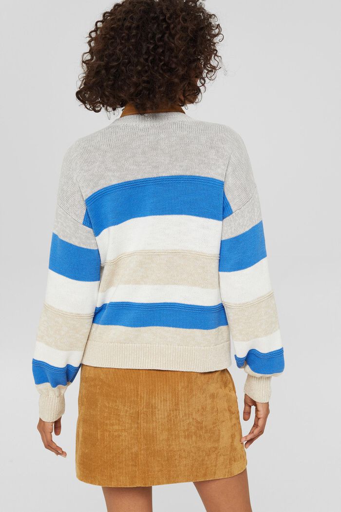 Striped knit jumper made of cotton, BLUE, detail image number 3