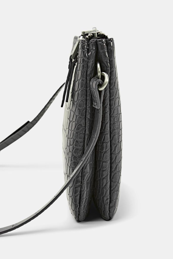 Faux Leather Shoulder Bag, DARK GREY, detail image number 1