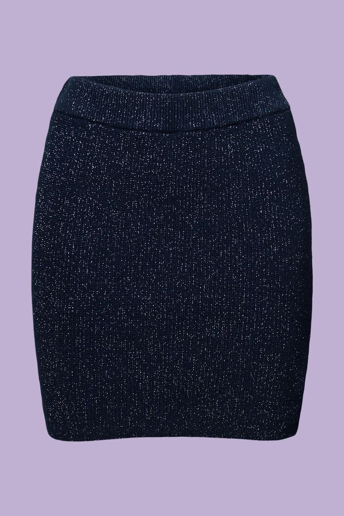 Lamé Knit Mini Skirt, NAVY, detail image number 6