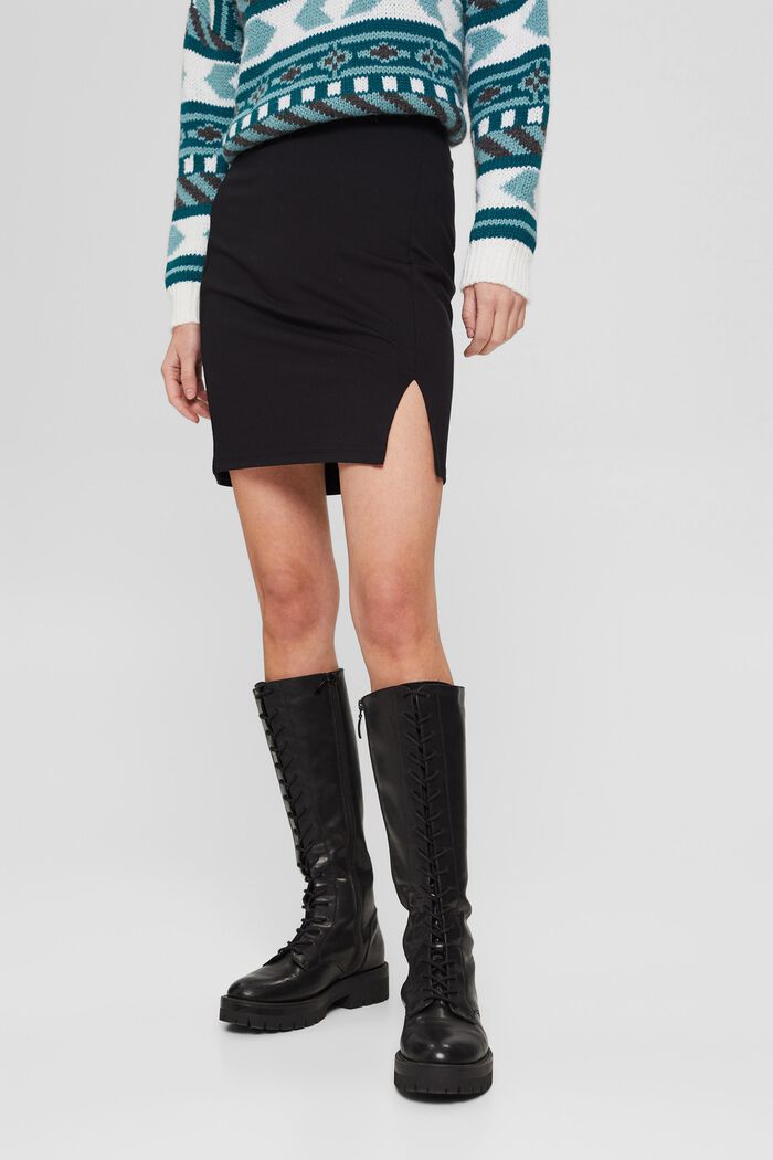 Mini skirt made of punto jersey fabric, LENZING™ ECOVERO™, BLACK, detail image number 0