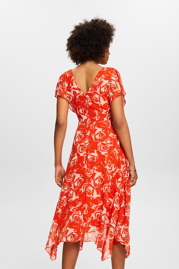 Printed V-Neck Chiffon Maxi Dress, BRIGHT ORANGE, detail image number 2