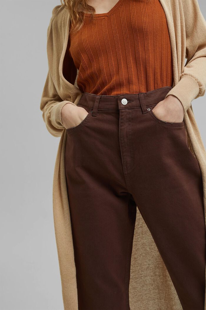 Relaxed 7/8-length trousers in a garment-washed look, organic cotton, RUST BROWN, detail image number 2