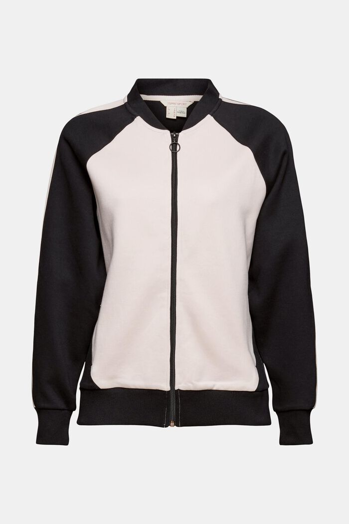 Recycled: two-tone sweatshirt jacket, BLACK, overview