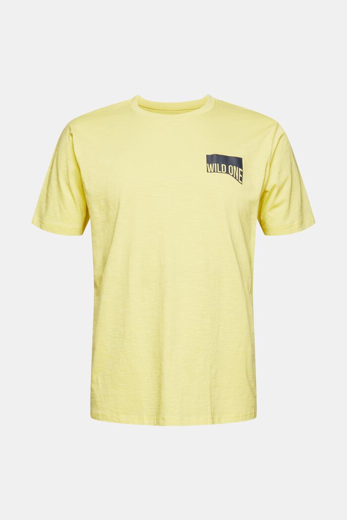 Jersey T-shirt with a print on the chest, YELLOW, overview