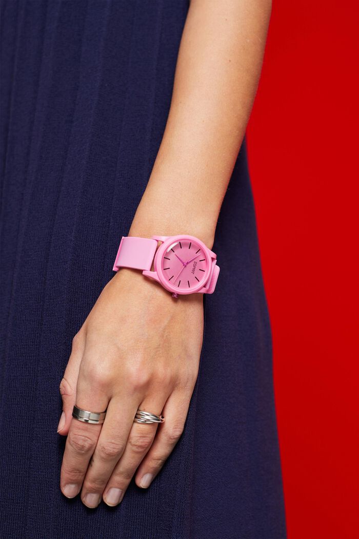Coloured watch with rubber band, PINK, detail image number 2