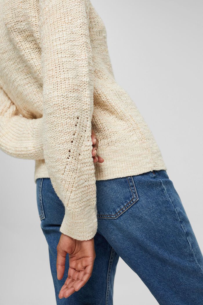 Knitted jumper made of an organic cotton blend, OFF WHITE, detail image number 2