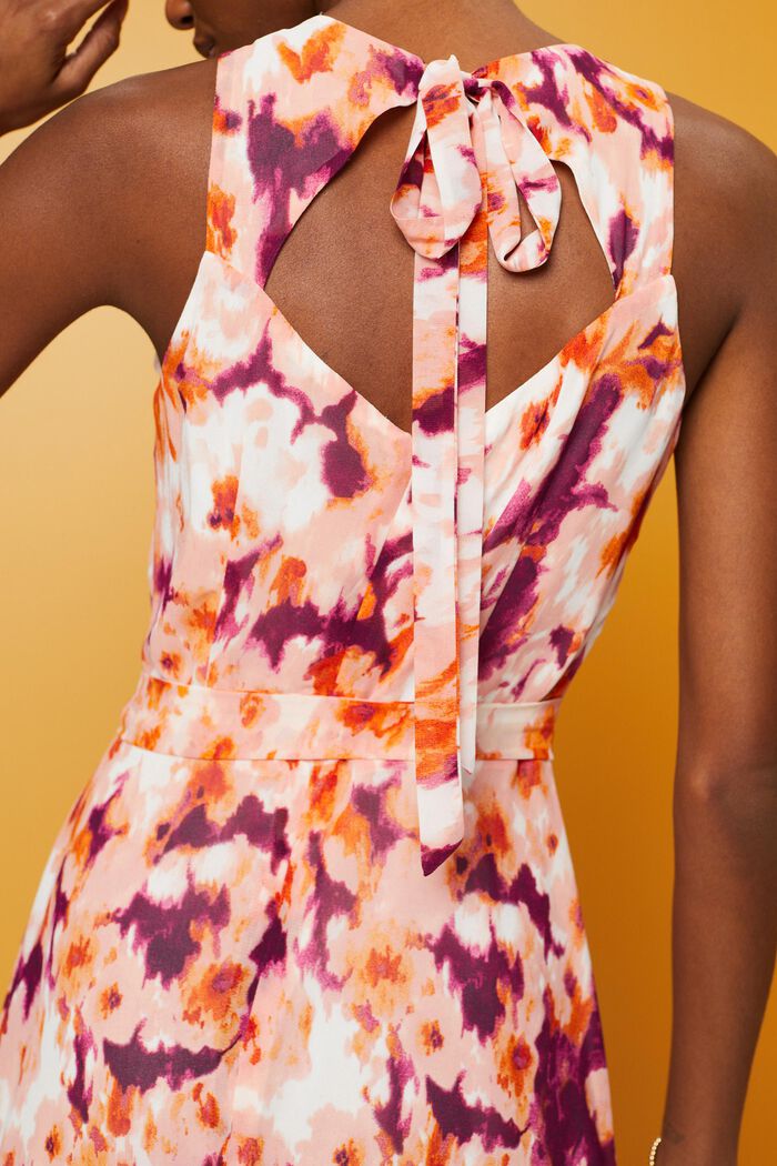 Patterned chiffon dress with a tie belt, LIGHT PINK, detail image number 2