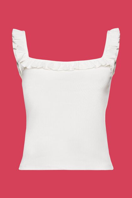 Ribbed tank top with ruffles