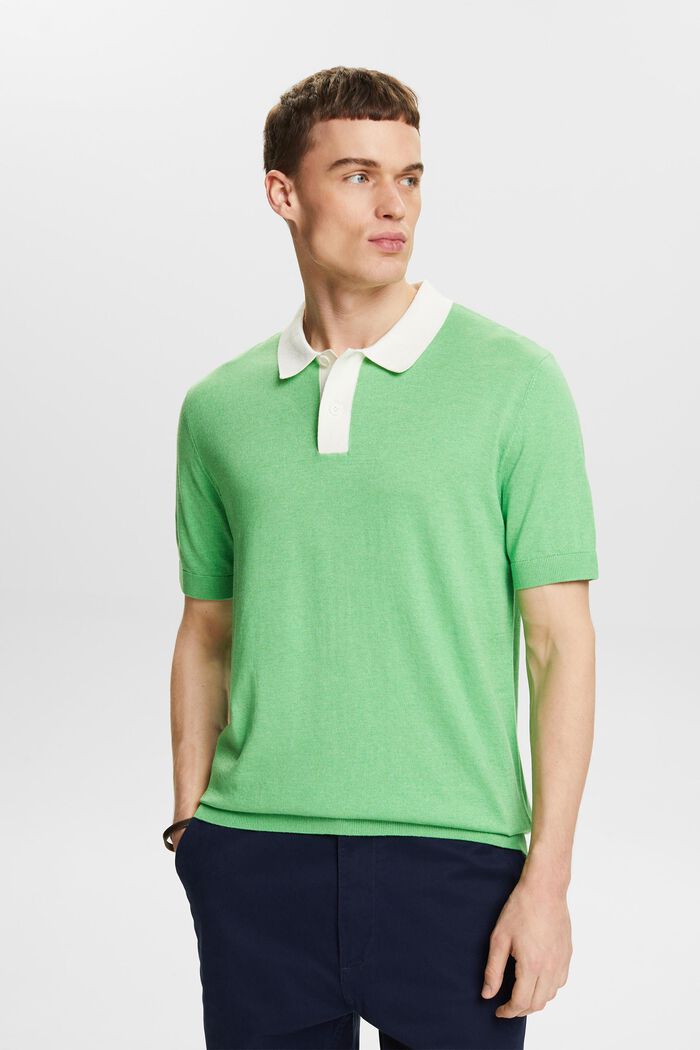 Knit Short-Sleeve Polo Shirt, CITRUS GREEN, detail image number 0
