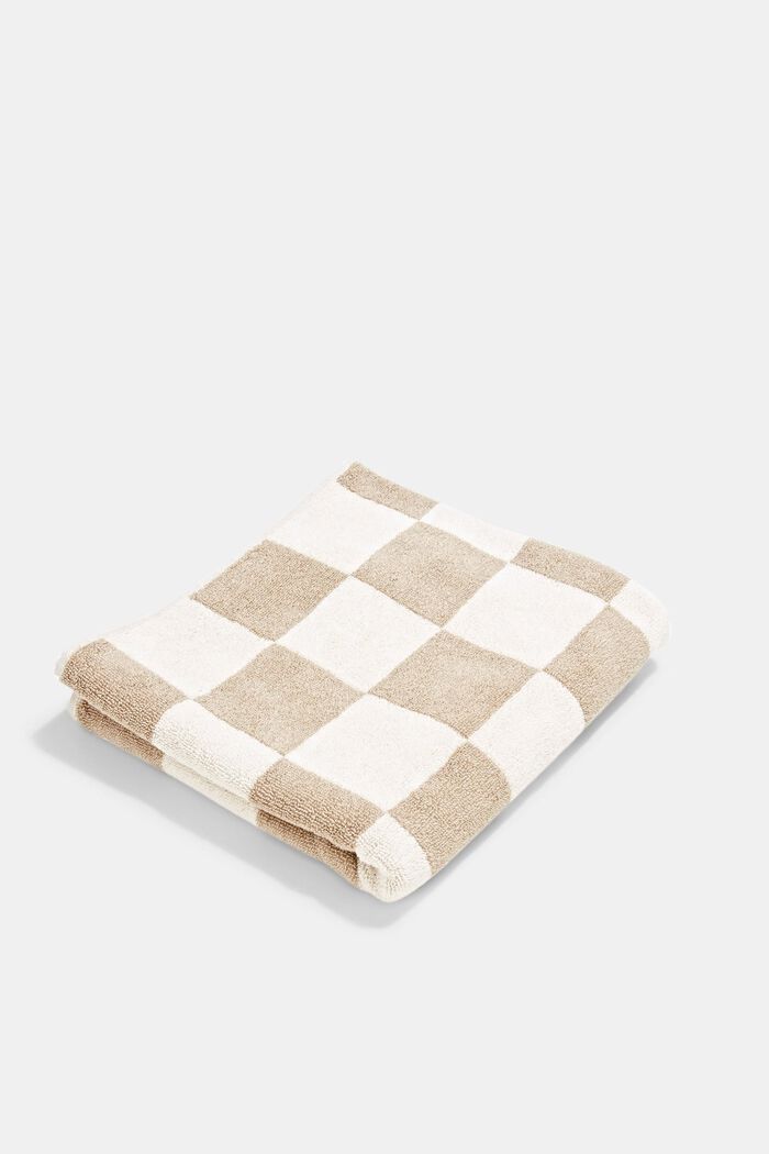 Chequered pattern towel, 100% cotton, SAND, detail image number 0