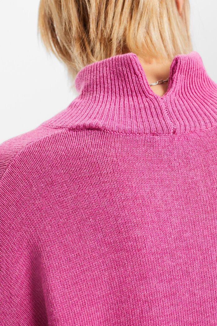 Wool-Blend Mockneck Sweater, PINK FUCHSIA, detail image number 1