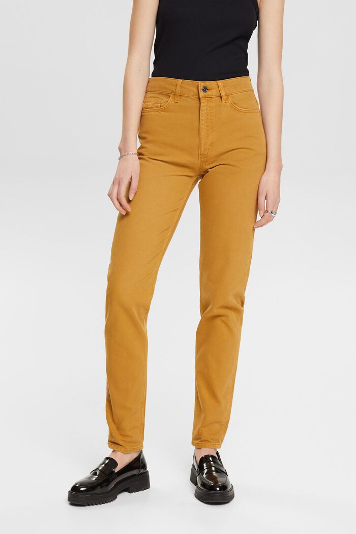 Mom fit twill trousers, CARAMEL, detail image number 0